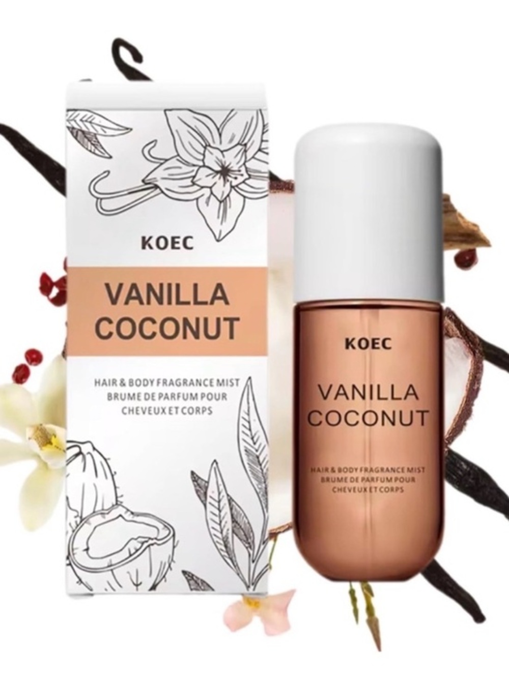 Koec Vanilla Coconut Hair & Body Fragrance Mist, 90ml